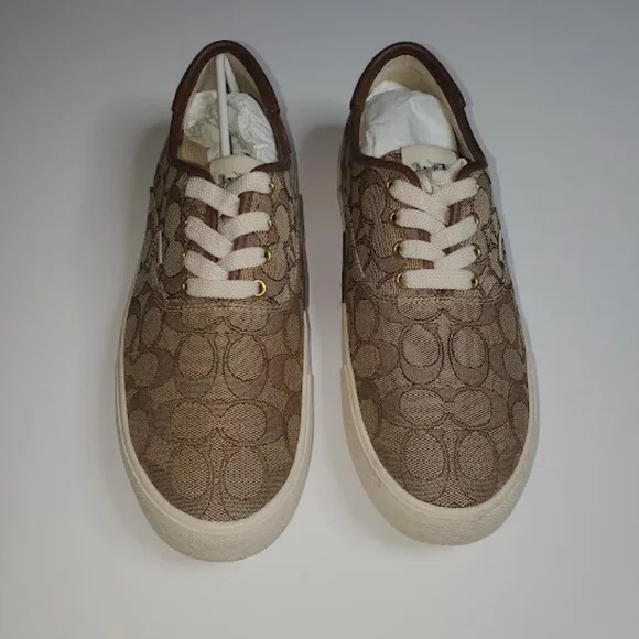 NWOT Women's Authentic Coach Citysole Skate Sneakers C2705 Signature Khaki Logo - Picture 1 of 11